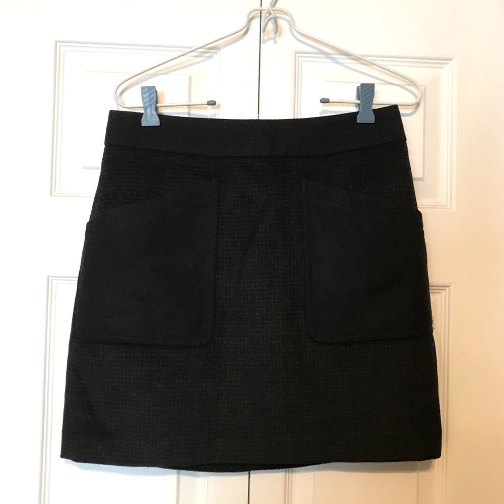 J. Crew Patch Pocket Mini Skirt Wool Charcoal Blk